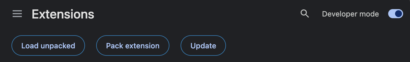 Chrome Developer Mode toggle